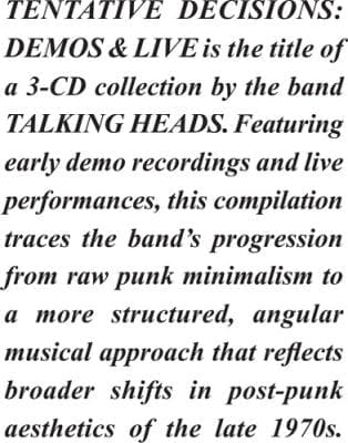 TENTATIVE DECISIONS DEMOS AND LIVE (3CD)